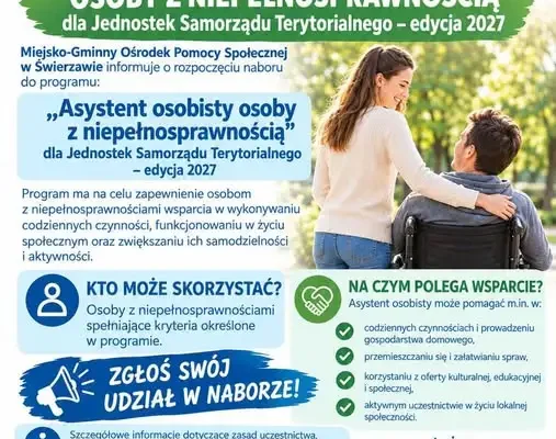 Świerzawa: nabór do programu „Asystent osobisty osoby z niepełnosprawnością” – edycja 2027