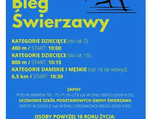 Bieg Świerzawy 2026 – zapisy i trasa na stadionie w Świerzawie