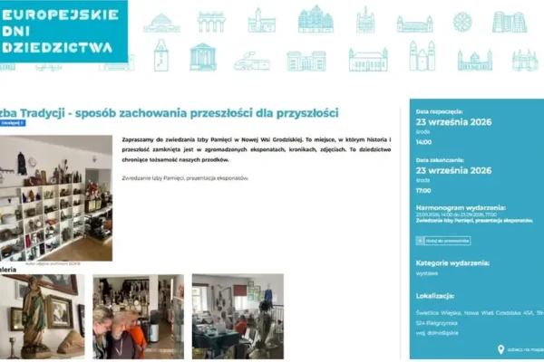 Europejskie Dni Dziedzictwa 2026 w Izbie Pamięci w Nowej Wsi Grodziskiej