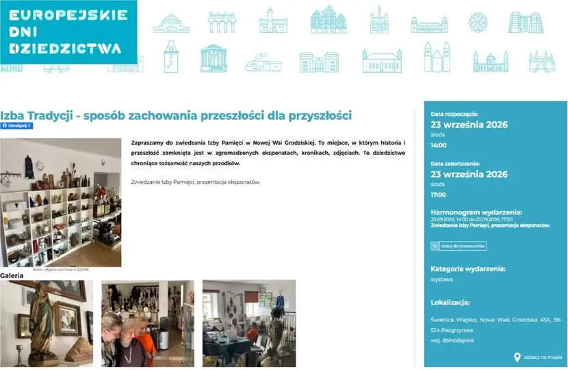 Europejskie Dni Dziedzictwa 2026 w Izbie Pamięci w Nowej Wsi Grodziskiej