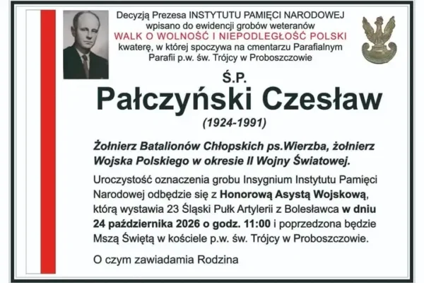 Proboszczów: grób żołnierza Batalionów Chłopskich wpisany do ewidencji IPN
