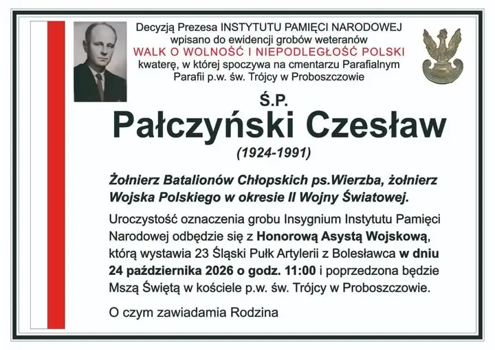 Proboszczów: grób żołnierza Batalionów Chłopskich wpisany do ewidencji IPN