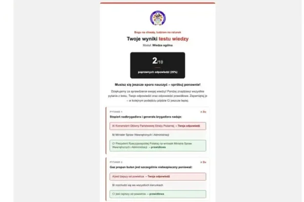OSP Świerzawa udostępnia testy wiedzy pożarniczej online