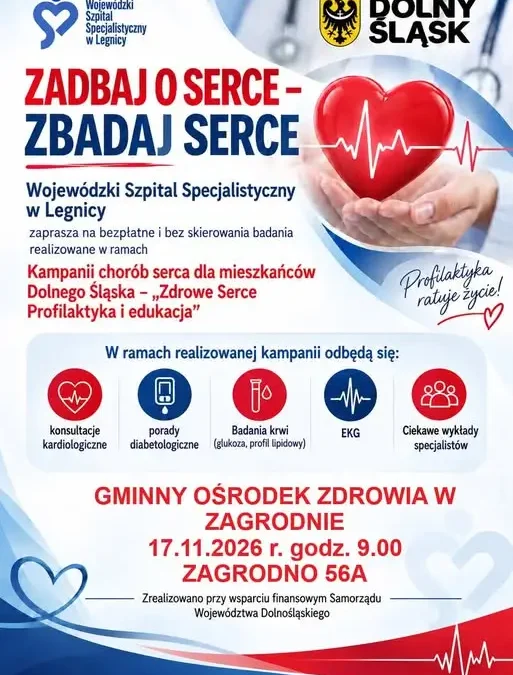 Bezpłatne badania serca w Zagrodnie – 17 listopada 2026