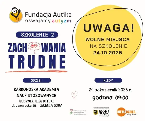 Dwa wolne miejsca na szkolenie „Zachowanie trudne” w Jeleniej Górze