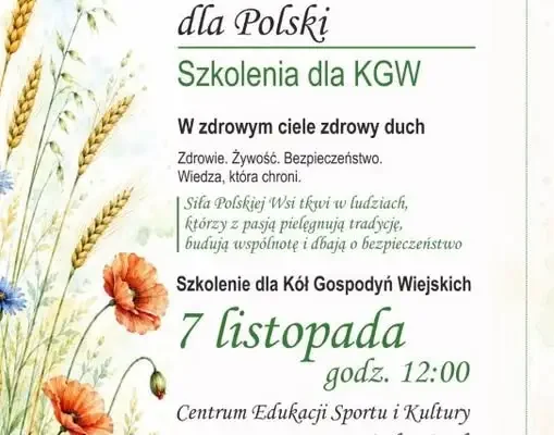 Bezpłatne szkolenie dla KGW „W zdrowym ciele zdrowy duch” w Kwiatkowicach