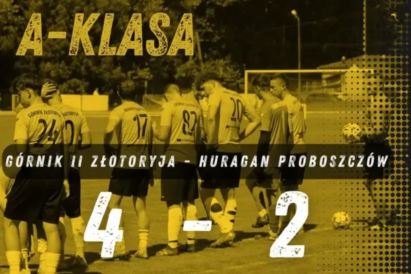 Górnik II Złotoryja wygrał z Huraganem Proboszczów 4:2